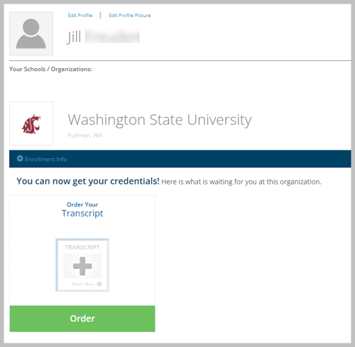 Parchment select order your transcript link