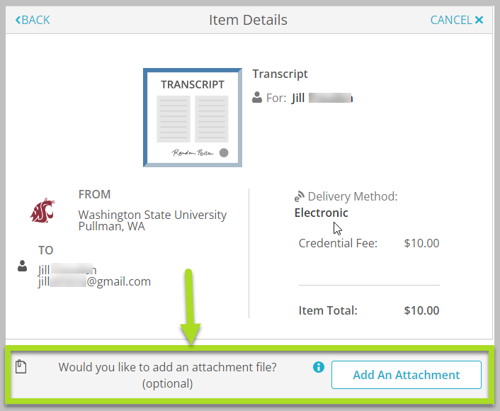Parchment add attachment on delivery details page